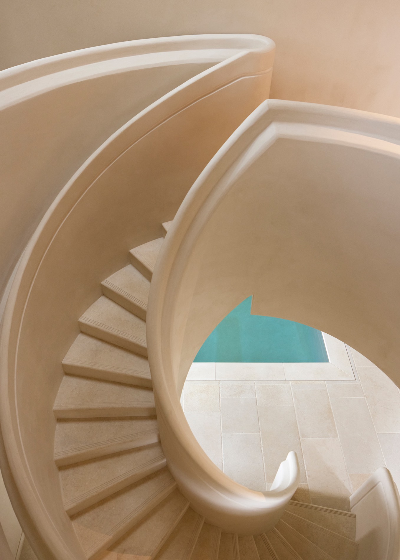 Rēsonance Wellness Centre — spiral staircase to plunge pool