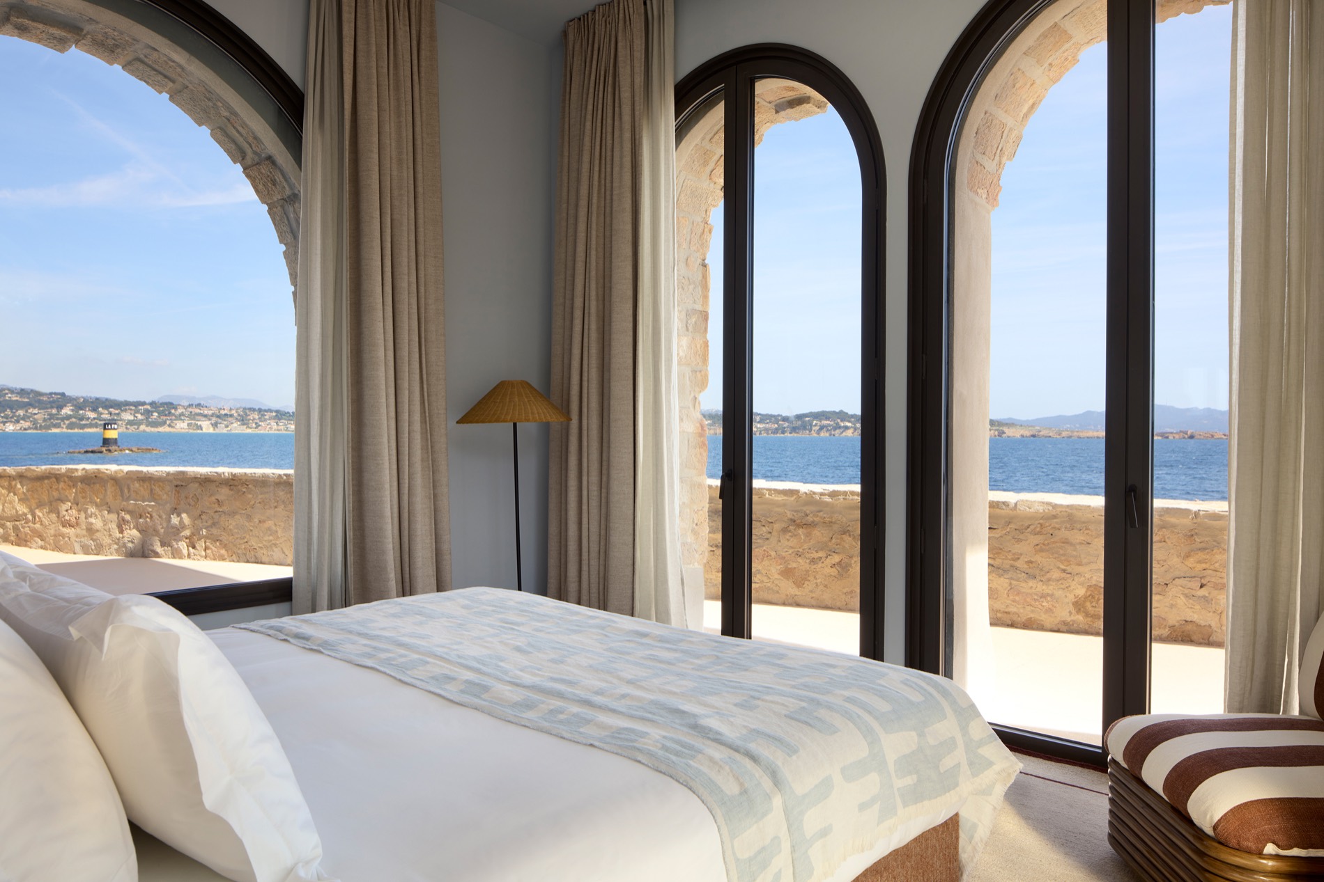 Delos Pavilion Suite — sea-view bedroom