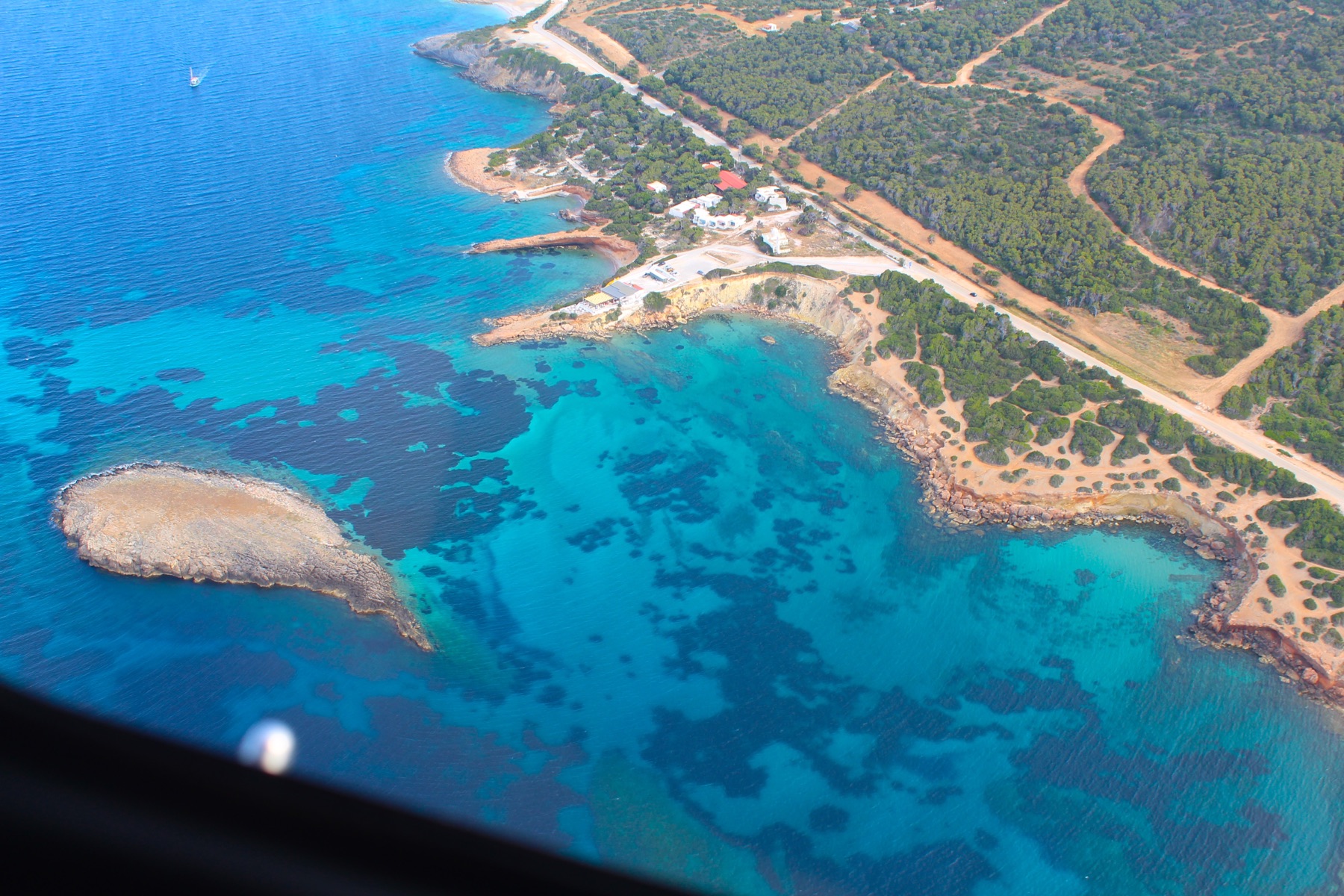 The Aegean coastline seen through the window of a Hoper helicopter