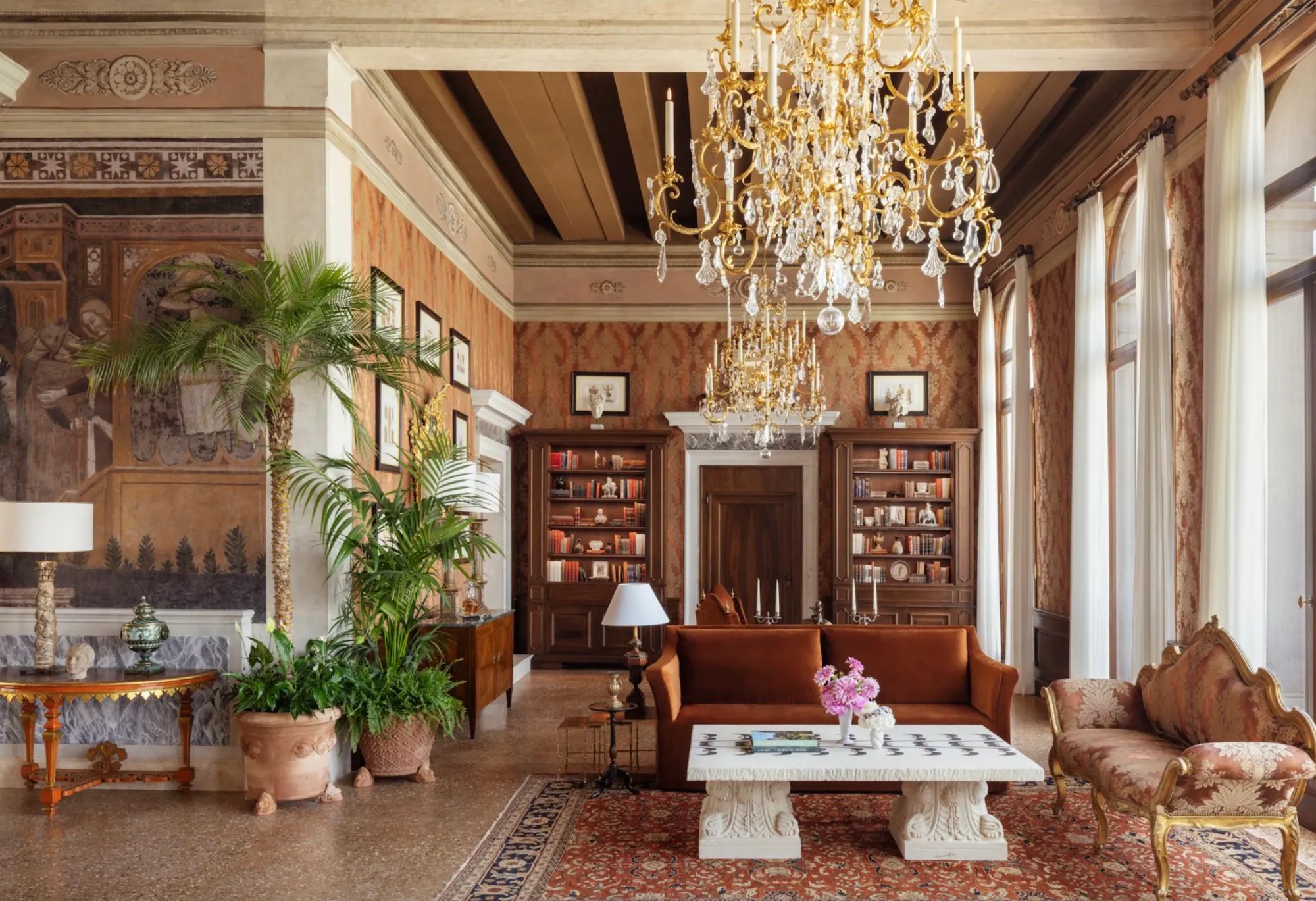 The library salon of the Suite del Doge, Airelles Palladio, Venice