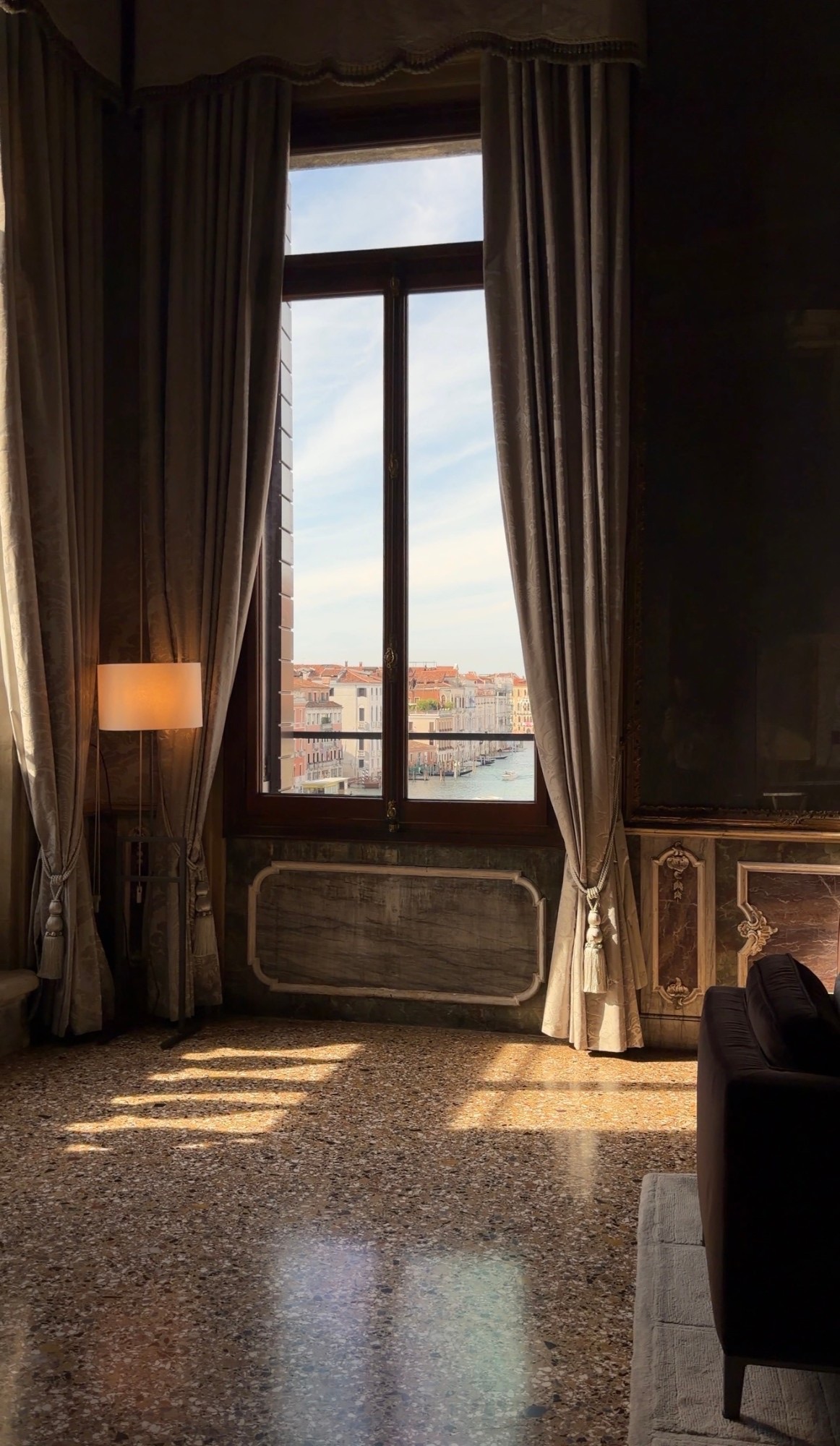 A window over the Grand Canal at Aman Venice