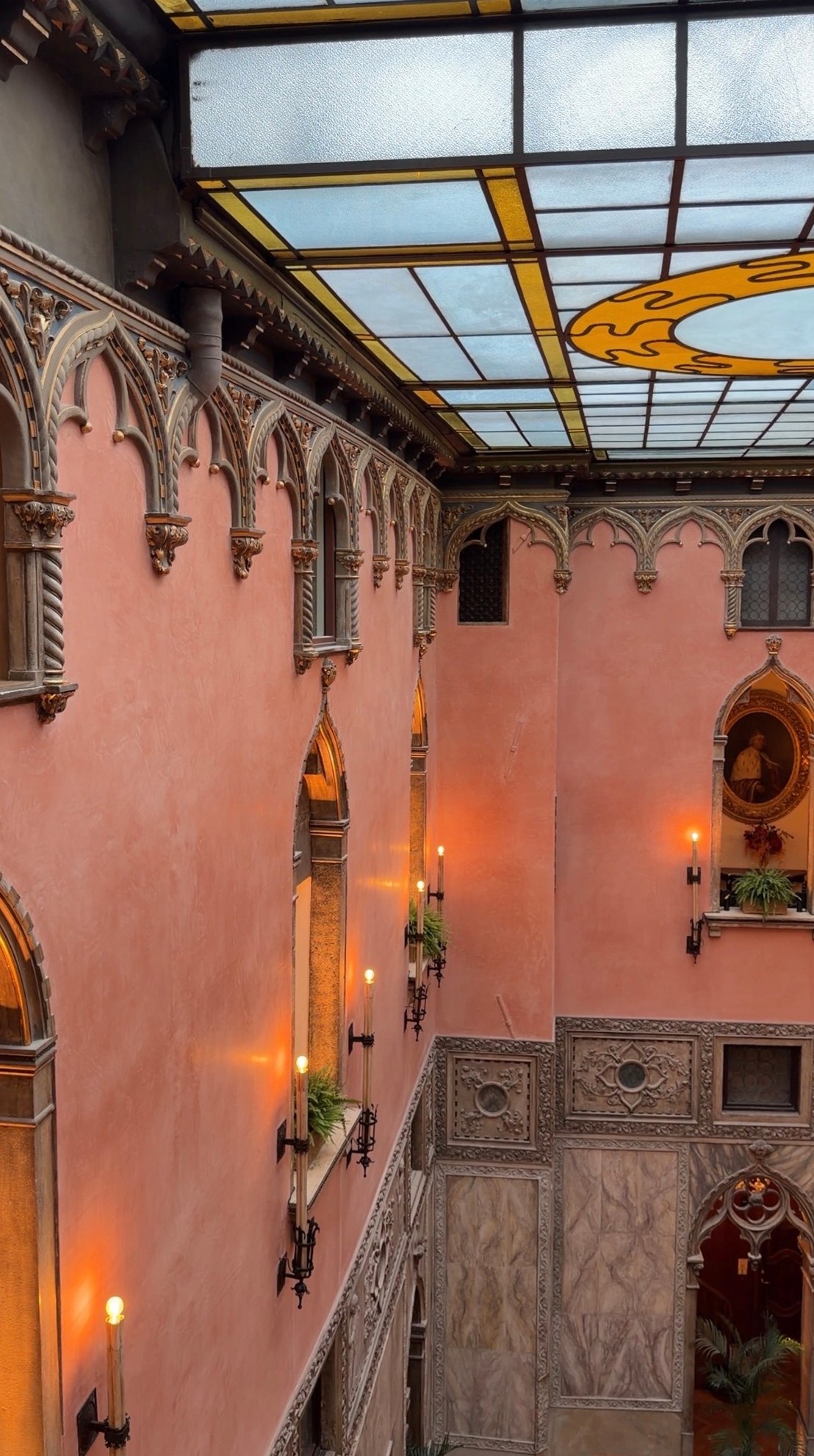 The Gothic atrium and skylight at the Danieli