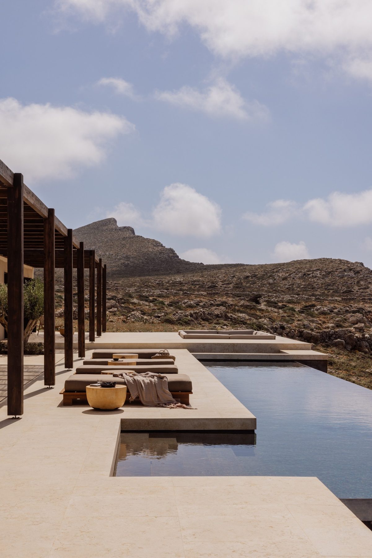 The private infinity pool and sunken lounge of the Three-Bedroom Villa at Gundari