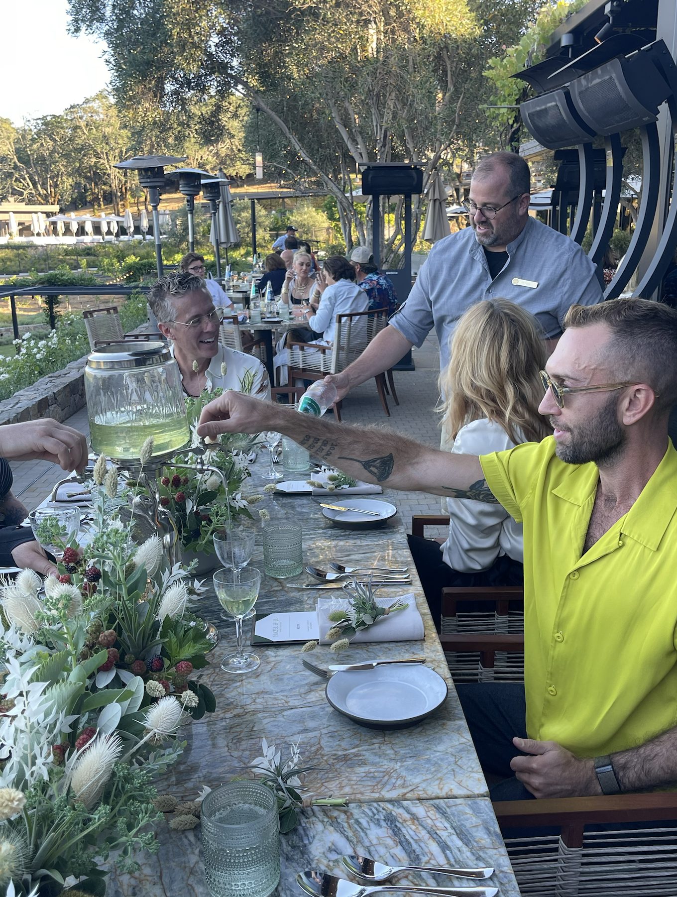 Keith’s 31st birthday dinner on the Hazel Hill terrace at Montage Healdsburg